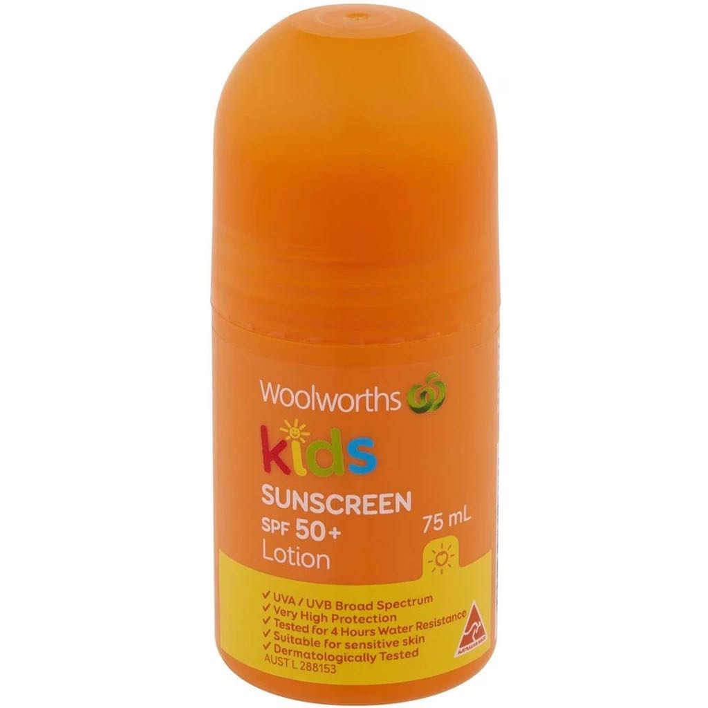 กันแดดสูตรอ่อนโยน สำหรับเด็ก Woolworths Kids Sunscreen Spf 50+ Roll On 75ml.