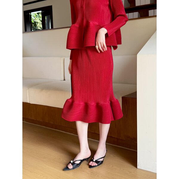 ยาว 29นิ้ว 2MUAY รุ่น GJO10912 กระโปรงอัดพลีท THICK RIPPLE PLEATED SKIRT 12 สี FREE SIZE