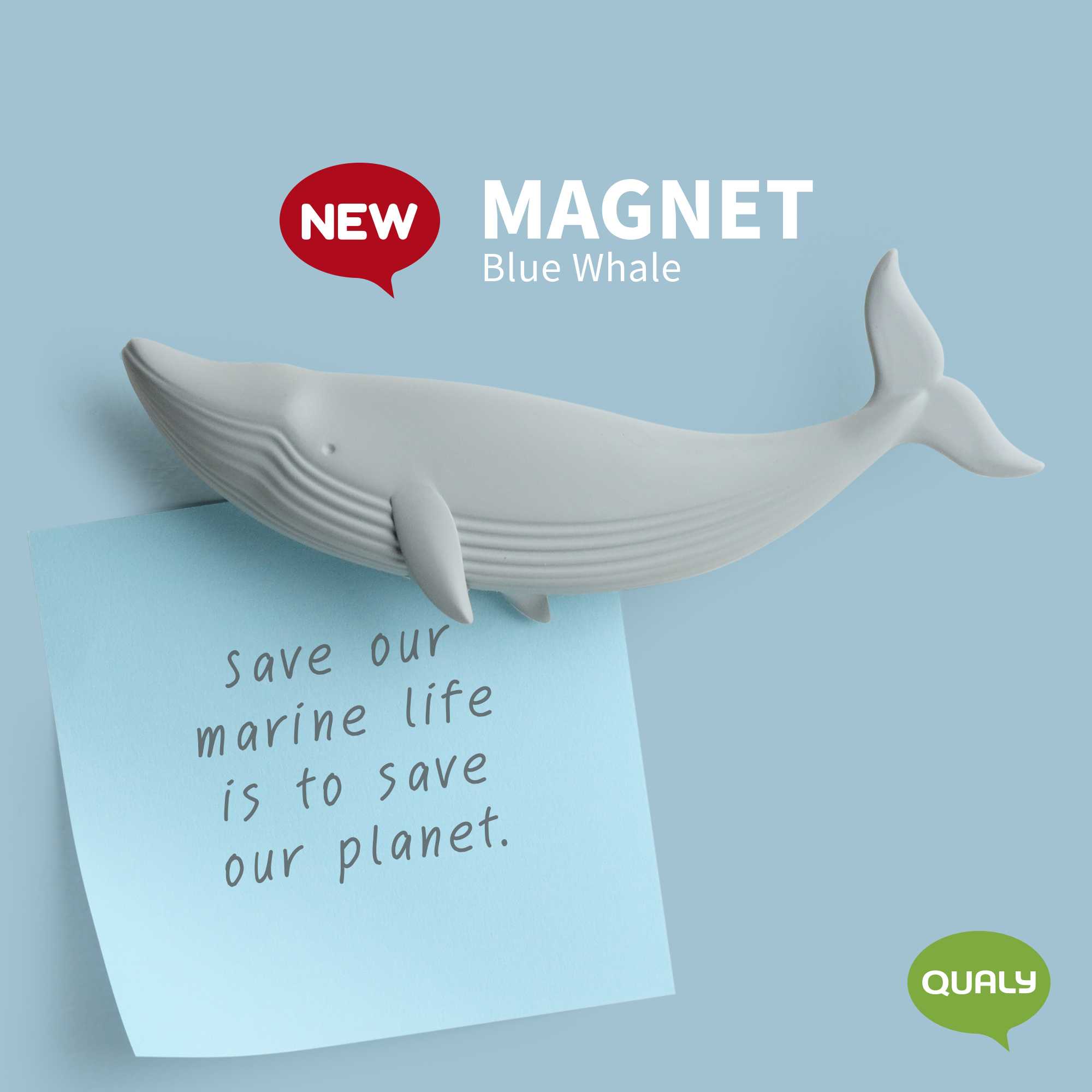 Blue Whale Magnet แม่เหล็กติดตู้เย็น ดีไซน์ วาฬ Qualy (ควอลี่)