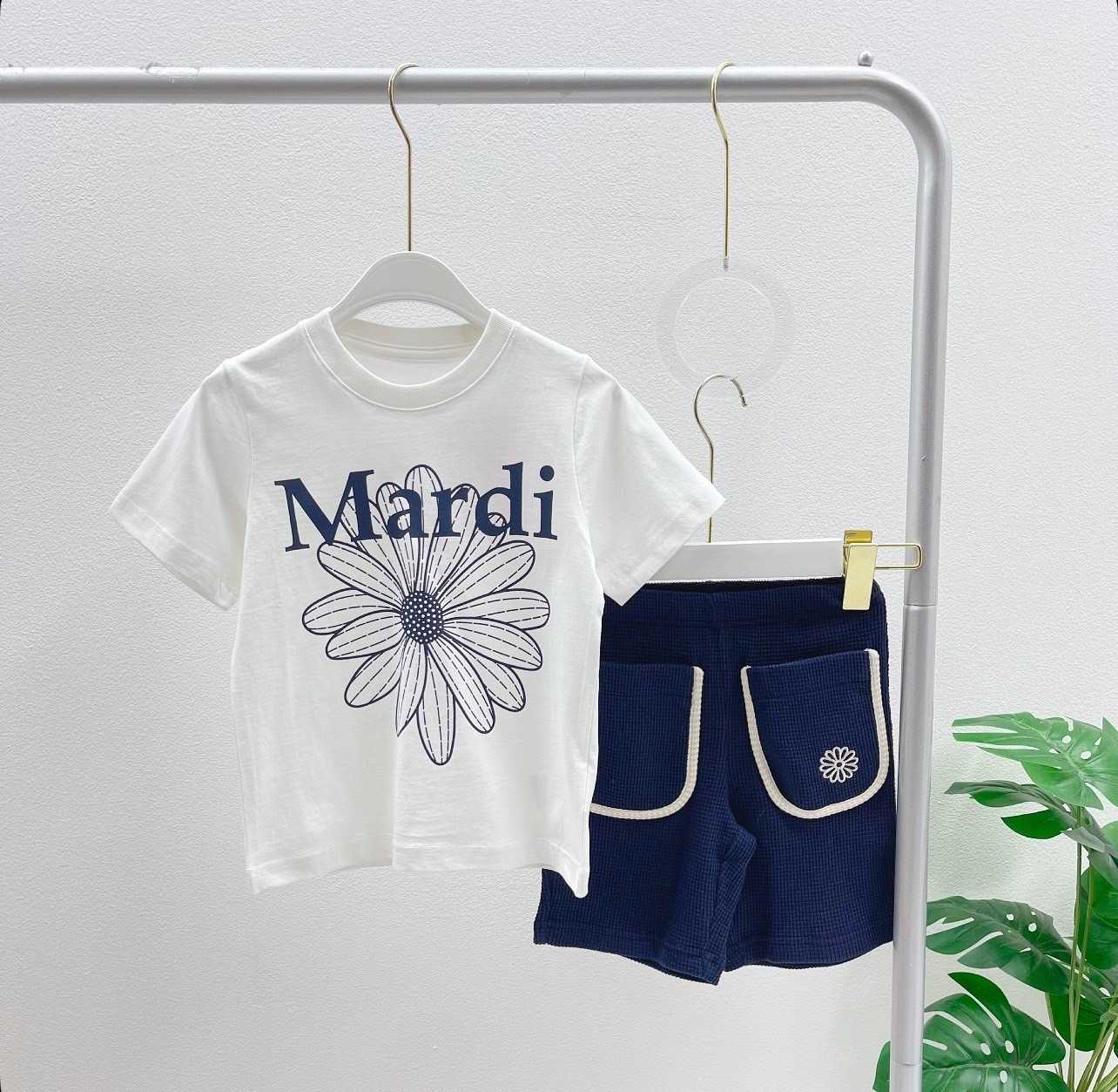 Mardi T-shirt & Short Set (Ivory Navy)