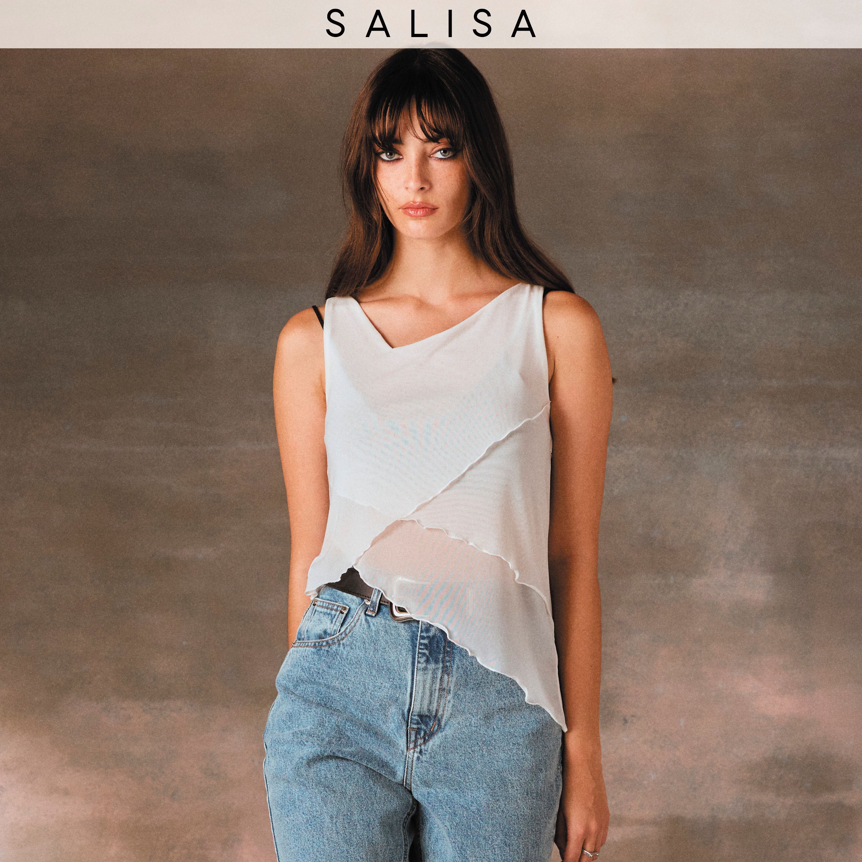 LAYERED Sleeveless MESH PF24 White เสื้อแขนกุด (แถมเกาะอกแยก ไม่มีซับใน)