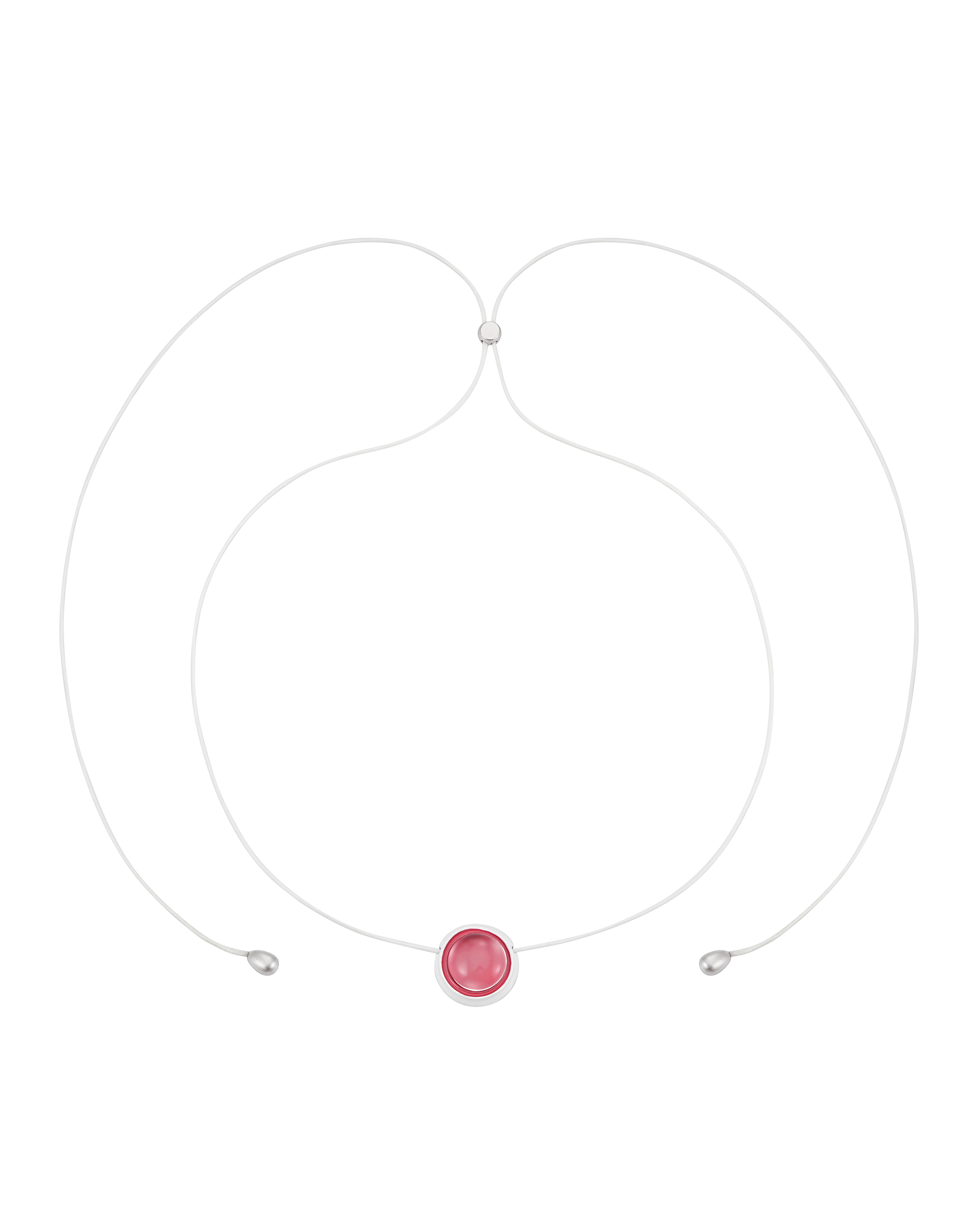 Red signal ball white crystal necklace