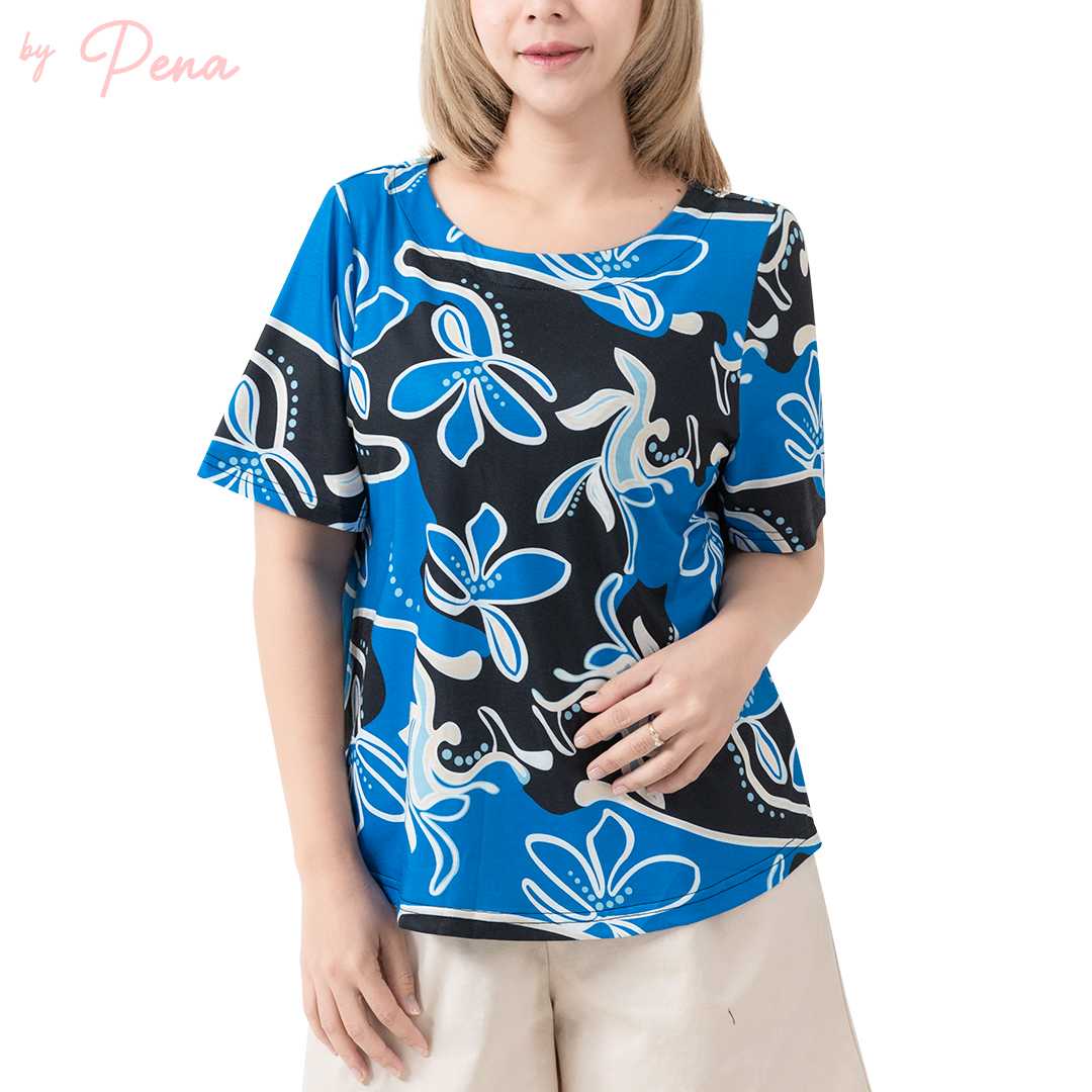 Pena house เสื้อยืดคอกว้าง ผ้าพิมพ์ลาย แขนสั้น PSTS122402