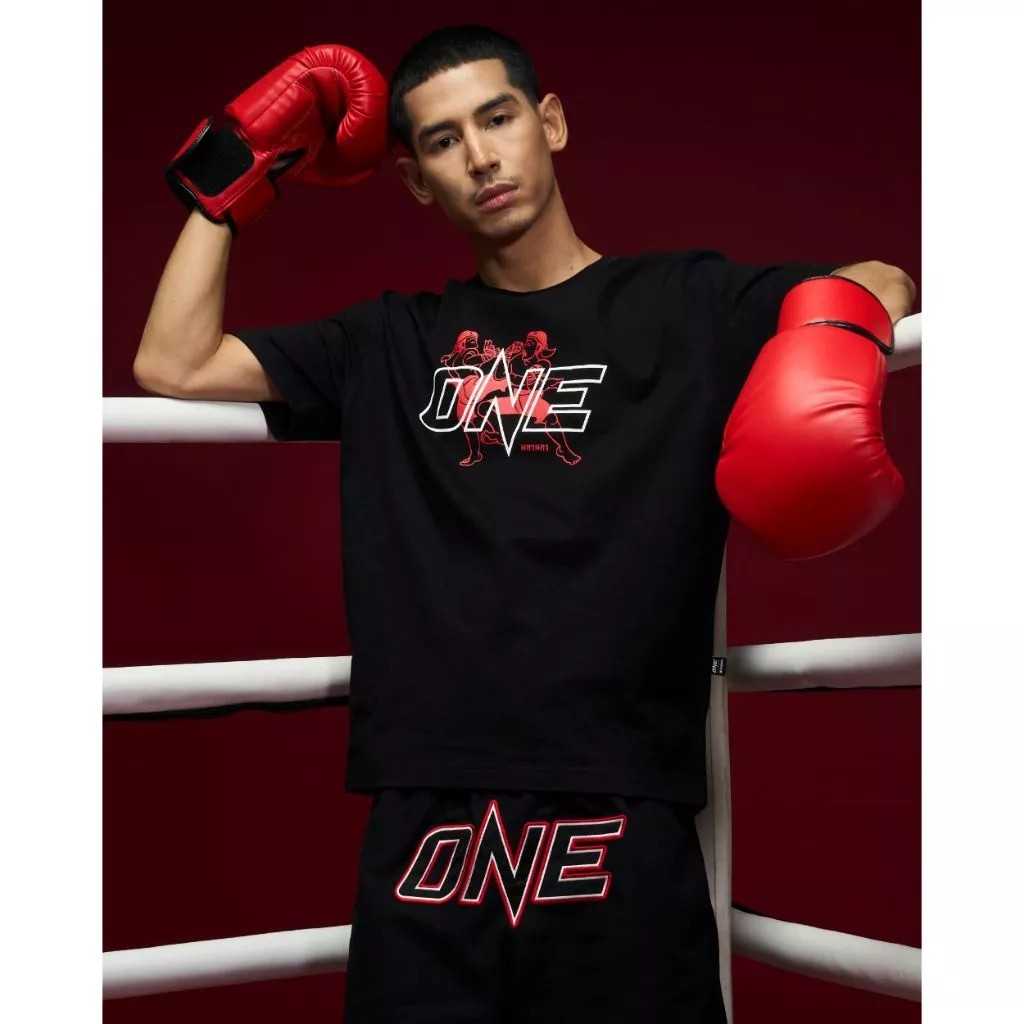 MAHANAKHON X ONE BOXING LOGO BL เสื้อยืดโลโก้วัน สีดำ