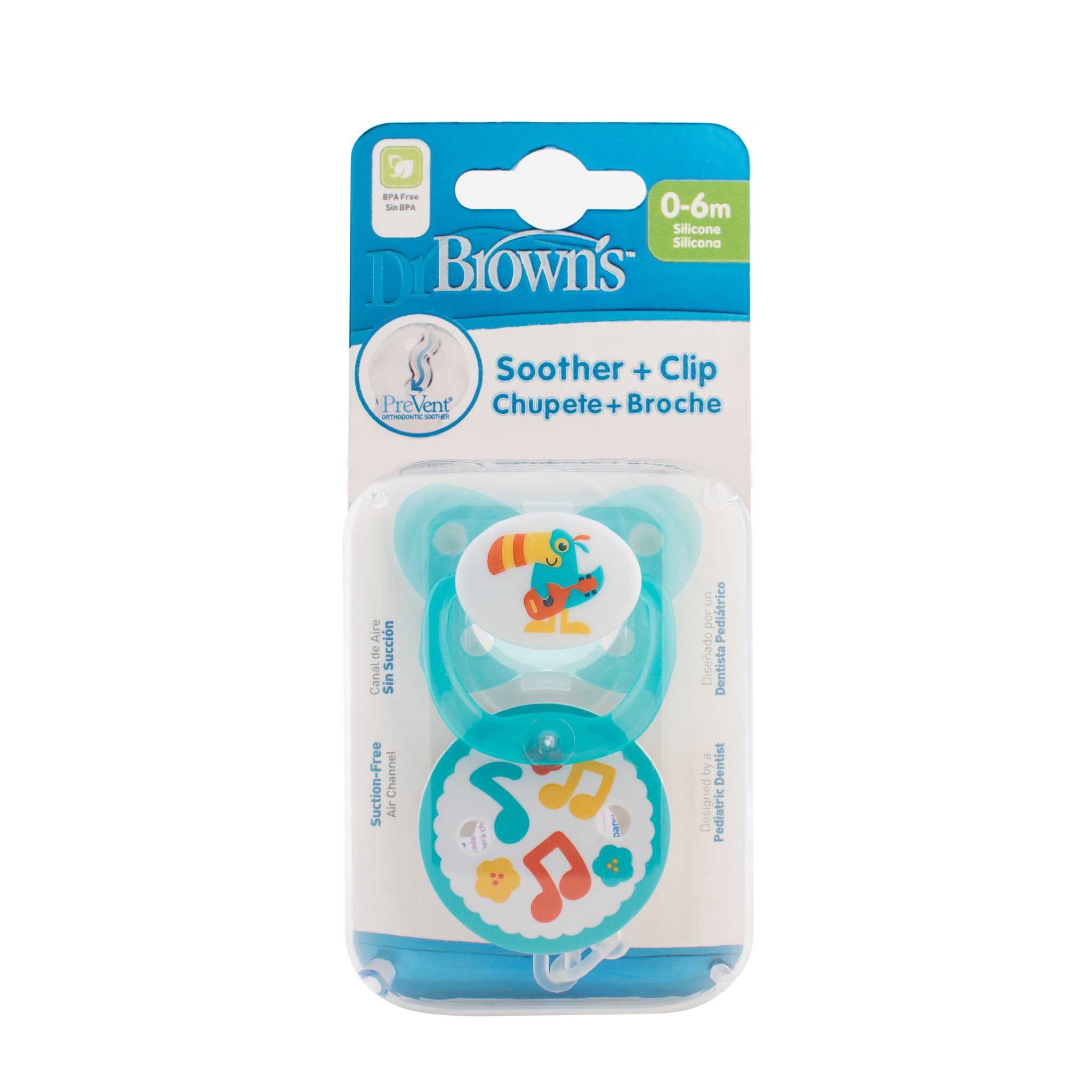 #จุกหลอก Dr.Brown's : DRBPV11002 PreVent BUTTERFLY SHIELD Soother - Stage 1 plus Clip