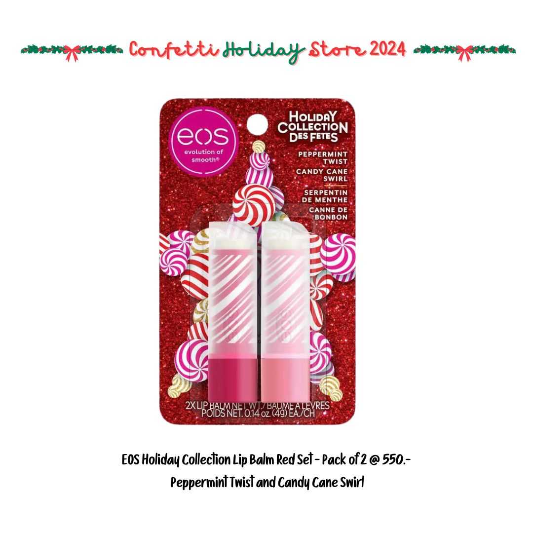 EOS Holiday Lip Balm Stick - Pack of 2 กลิ่น Candy Cane Swirl & Peppermint Twist จากอเมริกา พร้อมส่ง