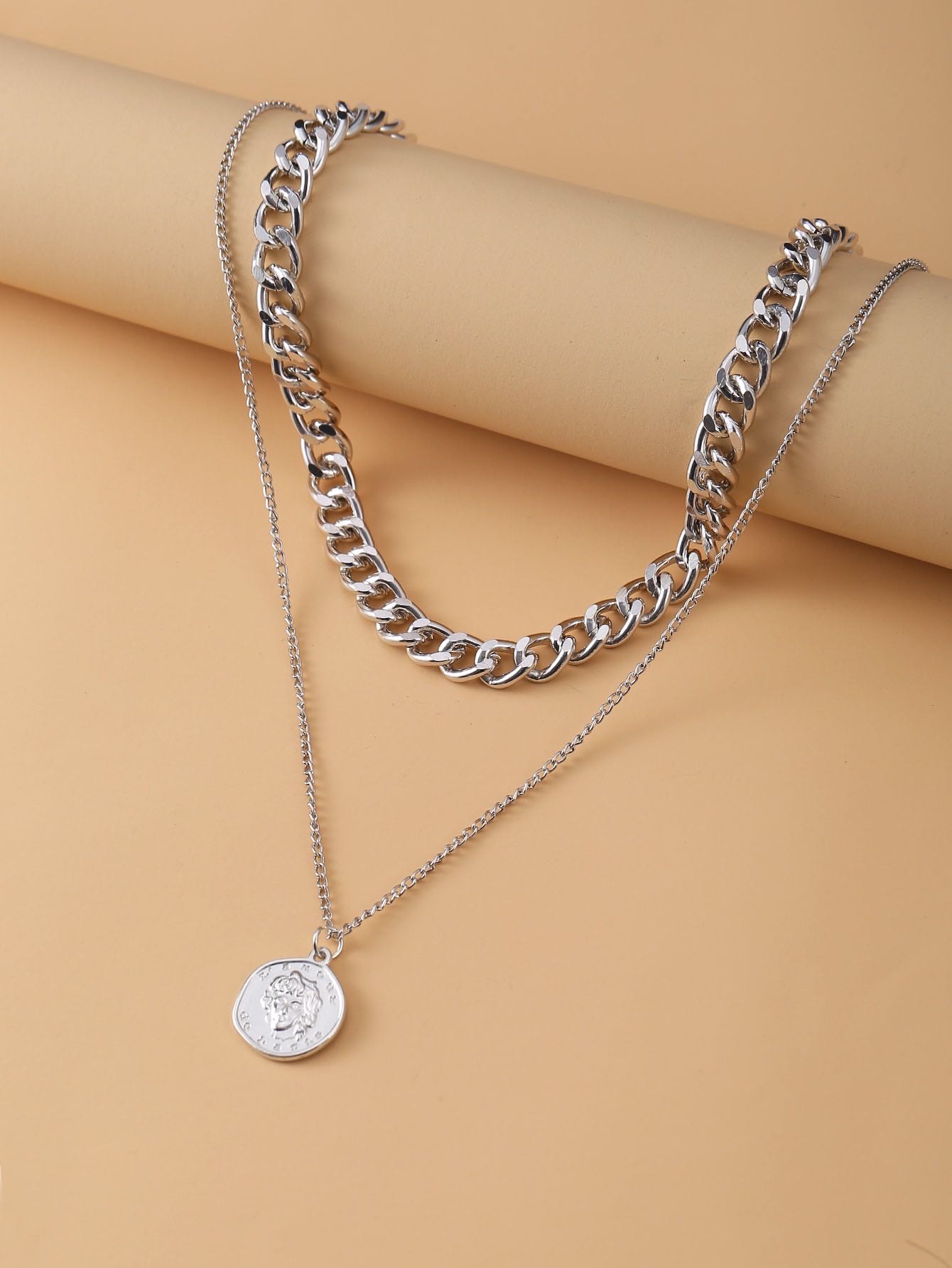 Coin charm layers necklace 