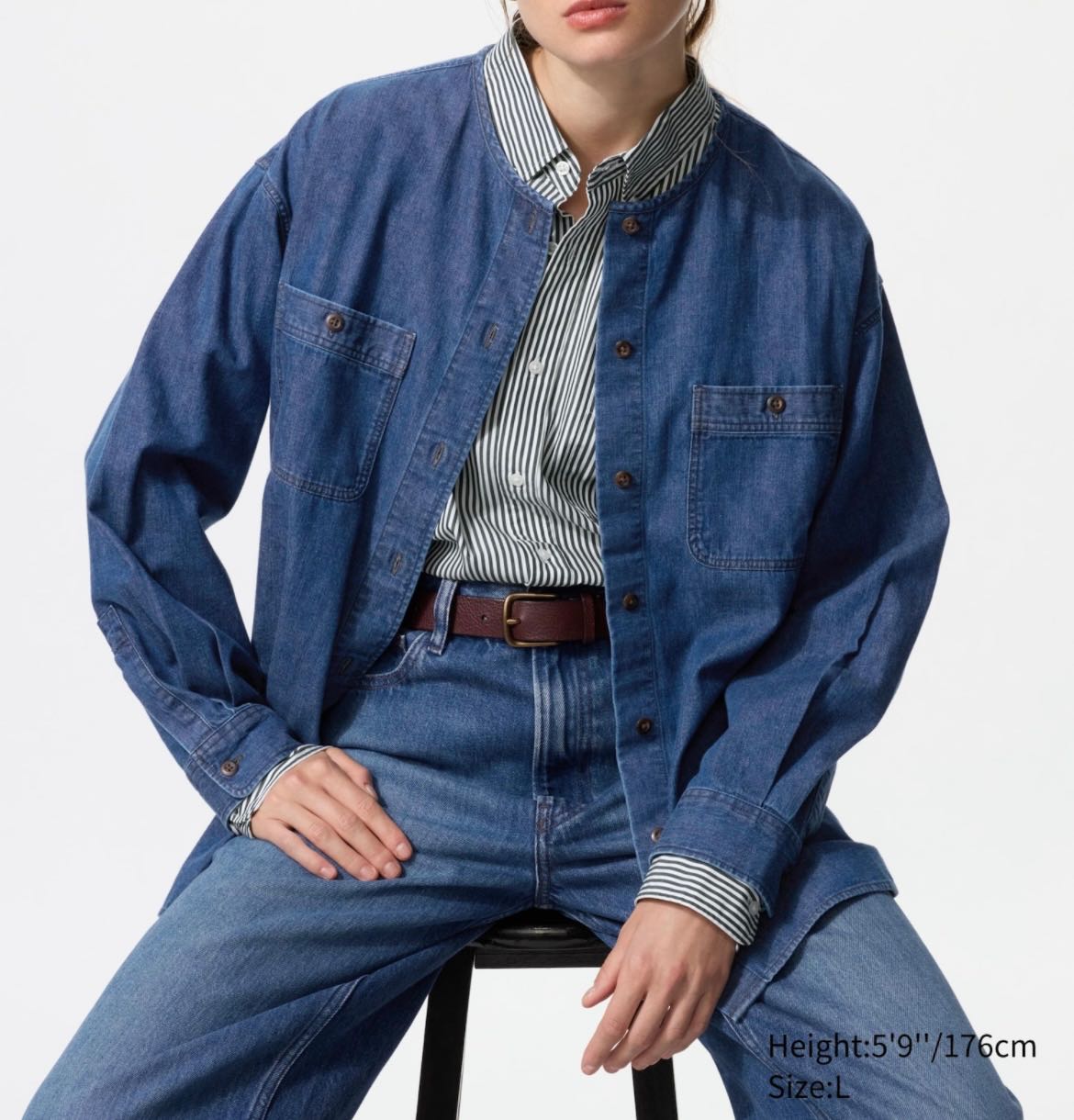 Uniqlo Denim Long Shirt Jacket-Blue