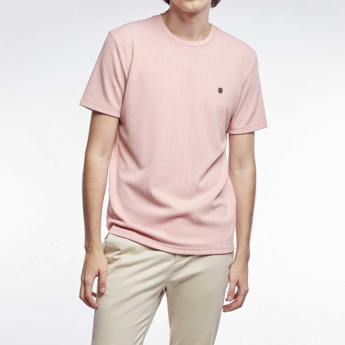 เสื้อทีเชิ้ตทอลายเฮอร์ริงโบน | Herringbone Jaquard Tee Shirt | 03442