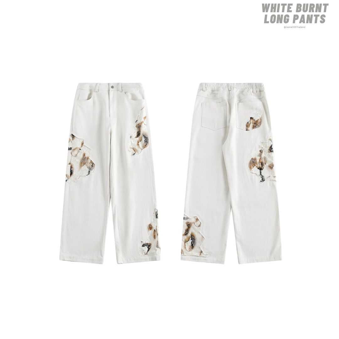 Jeera168 | White Burnt Long Pants (พรีออเดอร์)
