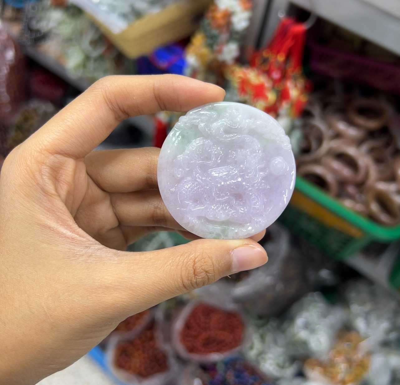 จี้มังกรจี้สังกัจจายน์หยกม่วง  Natural Purple Jadeite Type A  AAA+grade