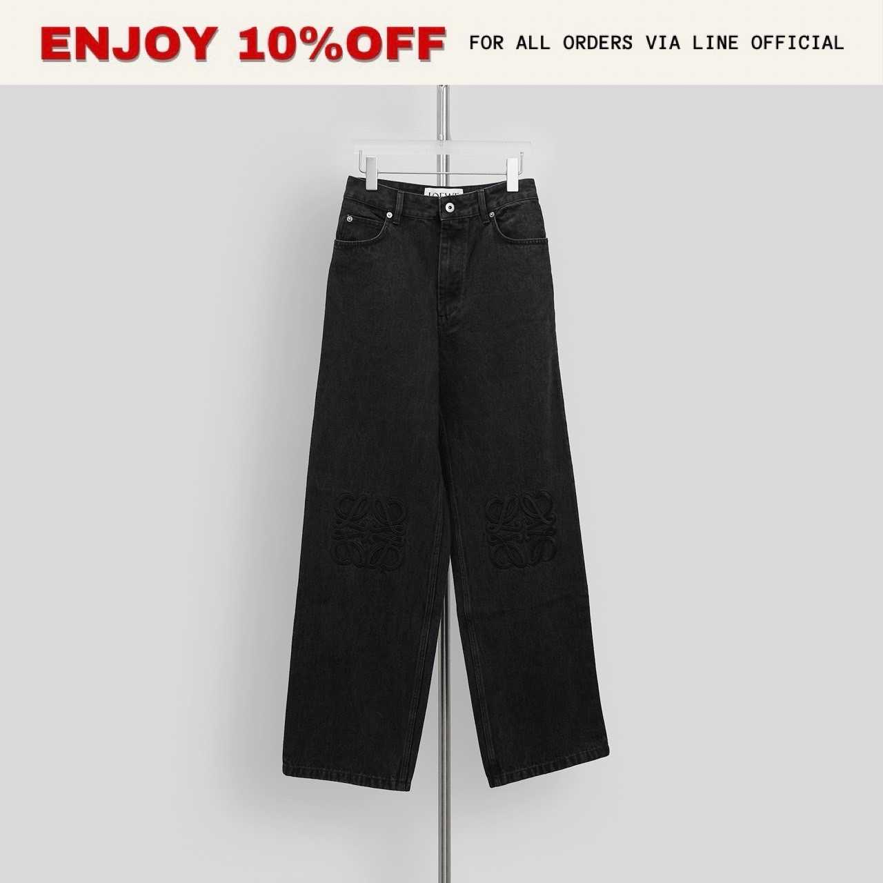 NEW! LOEWE Anagram Baggy Jeans In Denim สี Black | RTW
