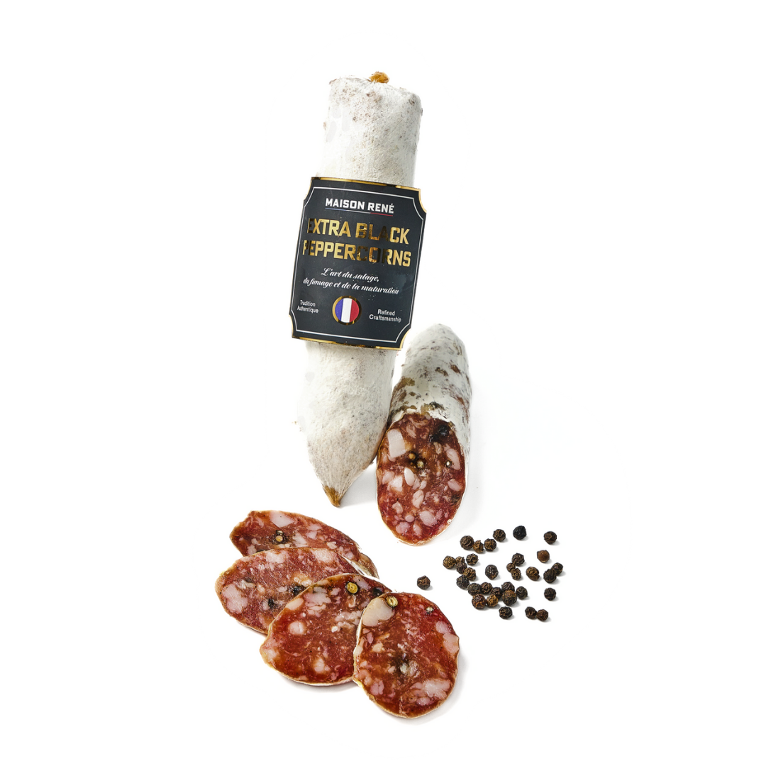 Extra black Peppercorns, Pork Salami, 120g (ไส้กรอกหมูเม็ดพริกไทยดำ สไตล์ฝรั่งเศส)