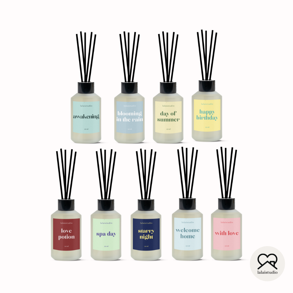 reed diffuser ก้านไม้หอม 120ml lalaistudio ฟรีก้านไม้ 8 ก้าน