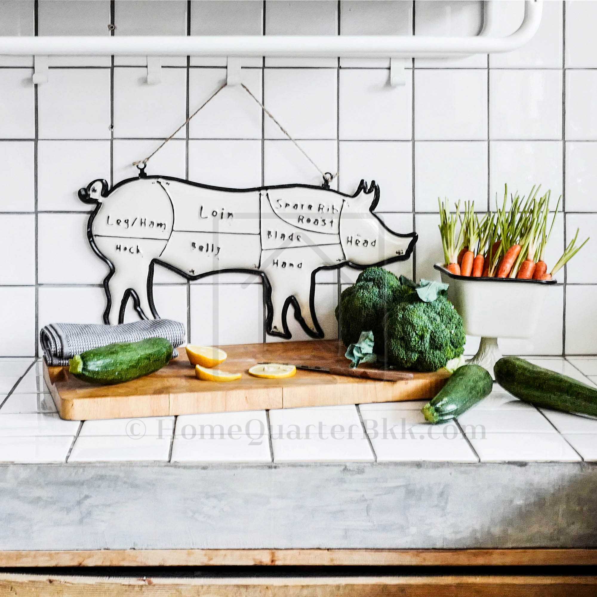 ป้ายสังกะสีเคลือบรูปหมู | Pork Cuts