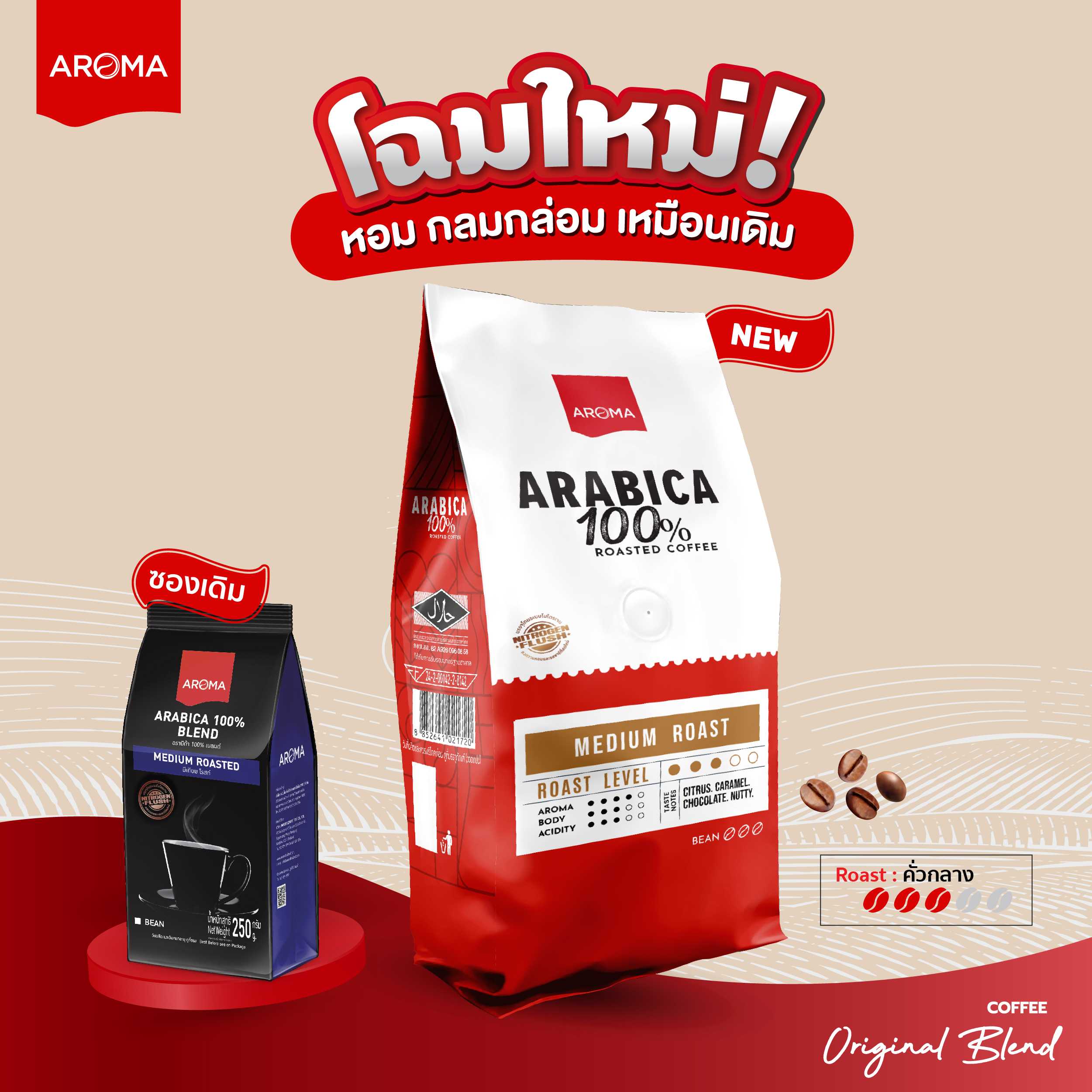 เมล็ดกาแฟคั่ว ARABICA 100%