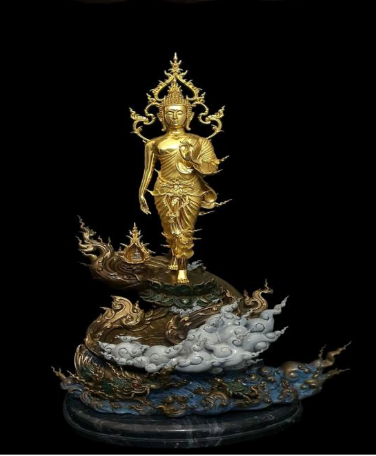 ผลงาน : พระพุทธลีลา เสด็จจากดาวดึงส์ AP 9/9  ขนาด : เฉพาะองค์พระสูง 19 นิ้ว