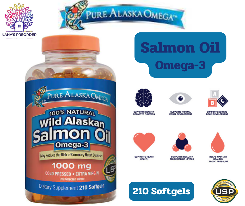 Pure Alaska Omega Wild Alaskan Salmon Oil Omega-3  น้ำมันปลาแซลมอนสกัดเย็น ขนาด 210 เม็ด