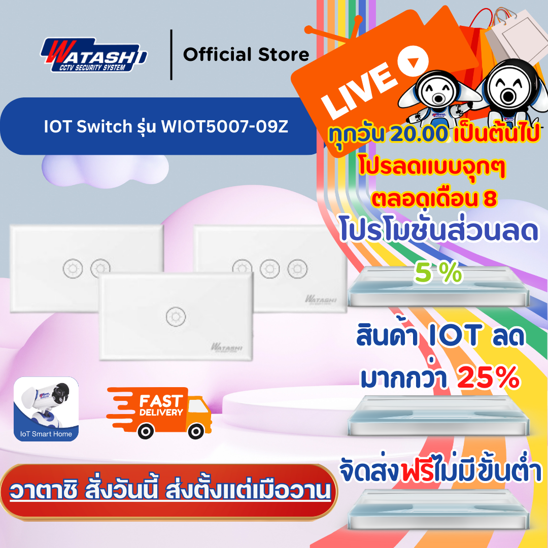 (ลด50%)Zigbee Light Switch สวิทซ์เปิด-ปิดไฟ รุ่น WIOT5007Z-WIOT5009Z