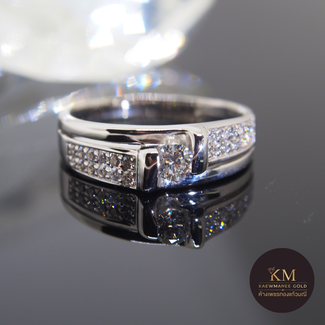 แหวนเพชร Diamond Line Classic Men Solitaire Ring (White Gold)