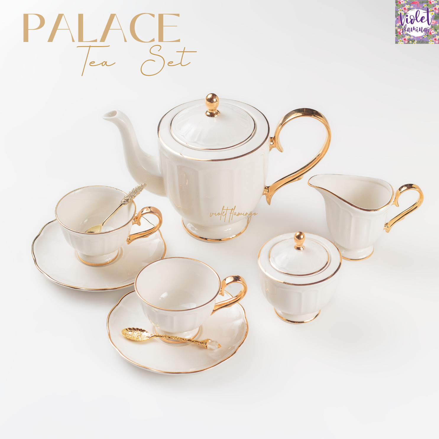 ชุดน้ำชา Palace Tea SET - Size M (กา+แก้วจานรอง 2 ชุด+โถน้ำตาล+เหยือกนม)