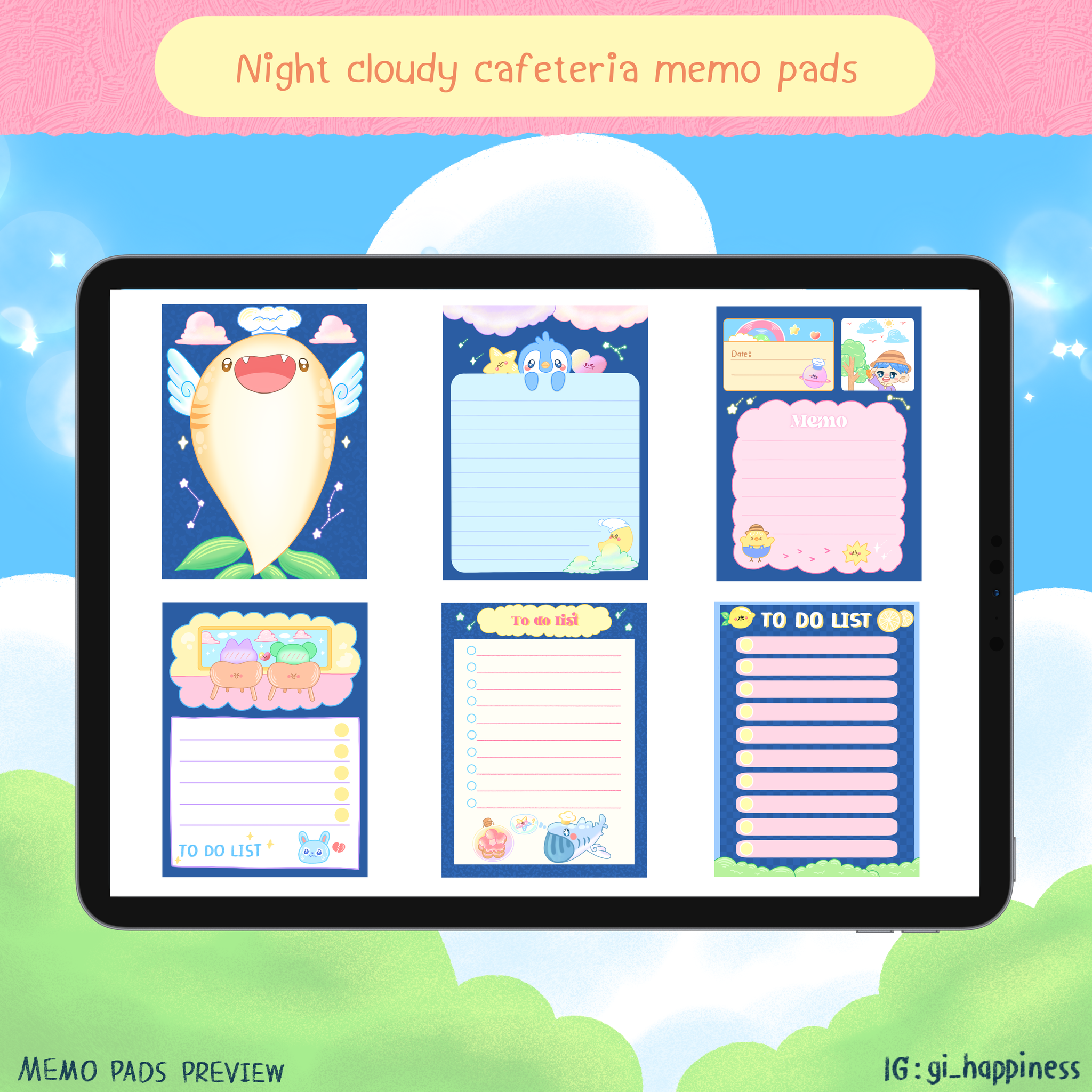 Night cloudy cafeteria memo pads 