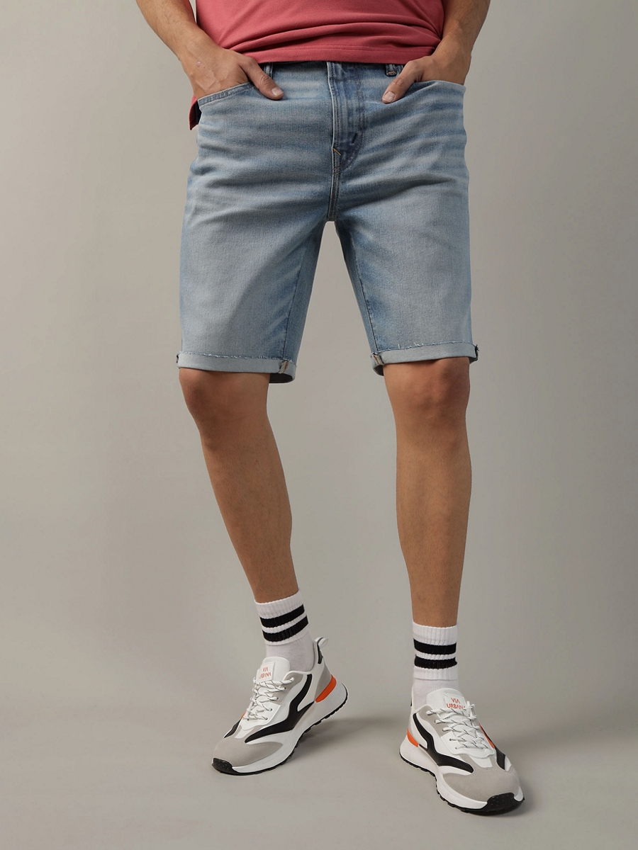 กางเกงขาสั้น ผู้ชาย INTL EXCLUSIVE MEDIUM CLEAN DENIM CUTOFF SHORT - CUT & CUFF ( 013-7661-851 )