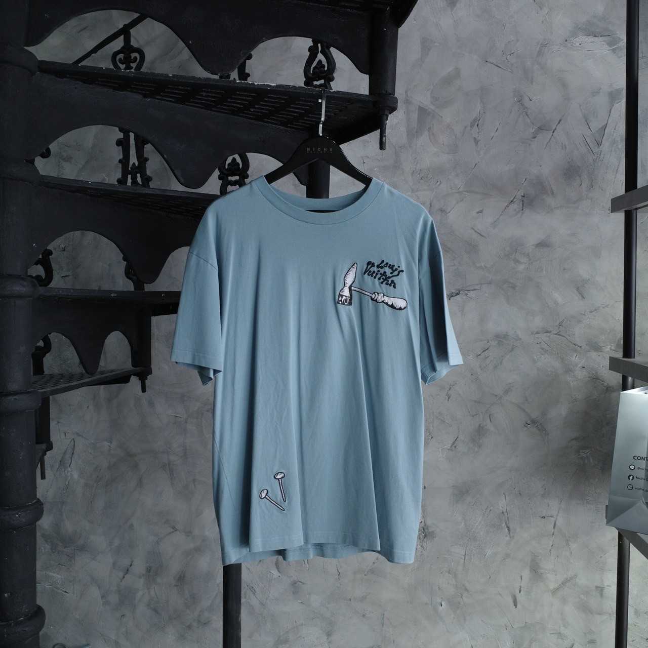 LOUIS VUITTON LV MULTI-TOOLS EMBROIDERED BLUE T-SHIRT