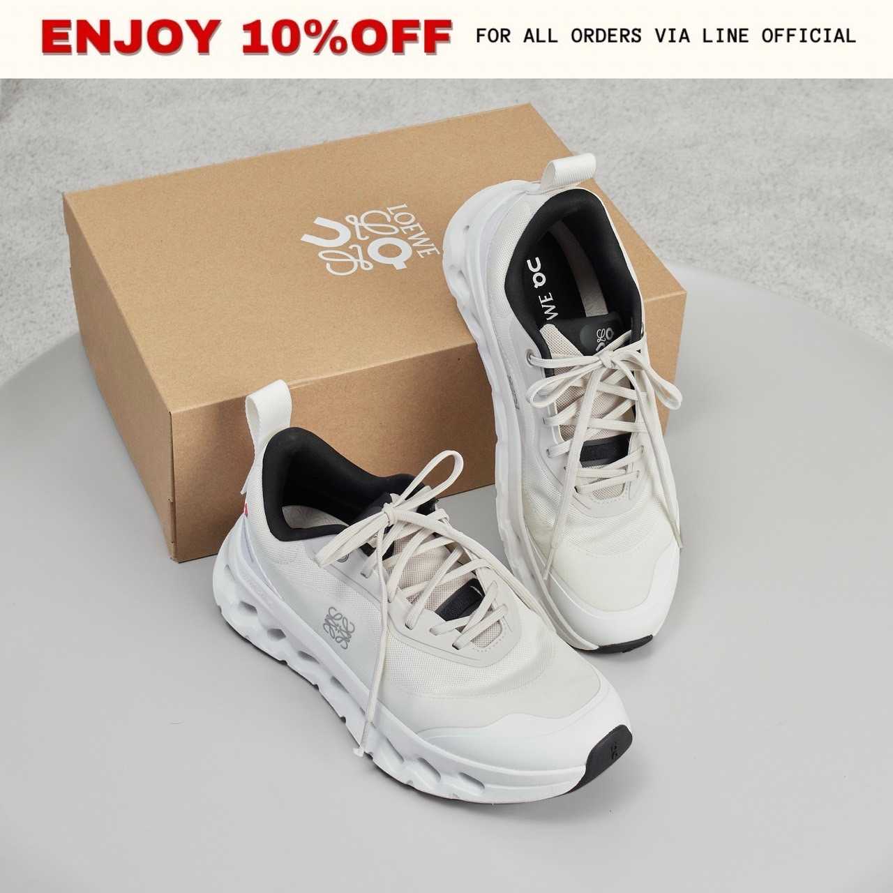 📍LIKE NEW📍LOEWE X ON Cloudtilt 2.0 Sneakers In Polyester สี Sand/White | Shoes