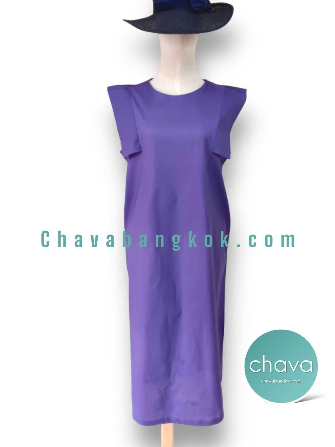 NEW!! Maxi Dress เดรสยาว (สีม่วง)