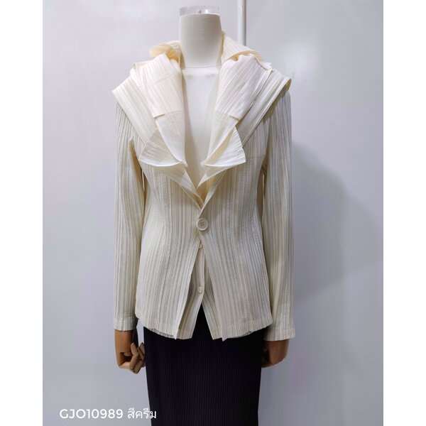 อกถึง 50 นิ้ว 2MUAY รุ่น GJO10989 เสื้อคลุมอัดพลีท RUFFLE LAYER COLLAR PLEATED CARDIGAN 3สี FREE ...