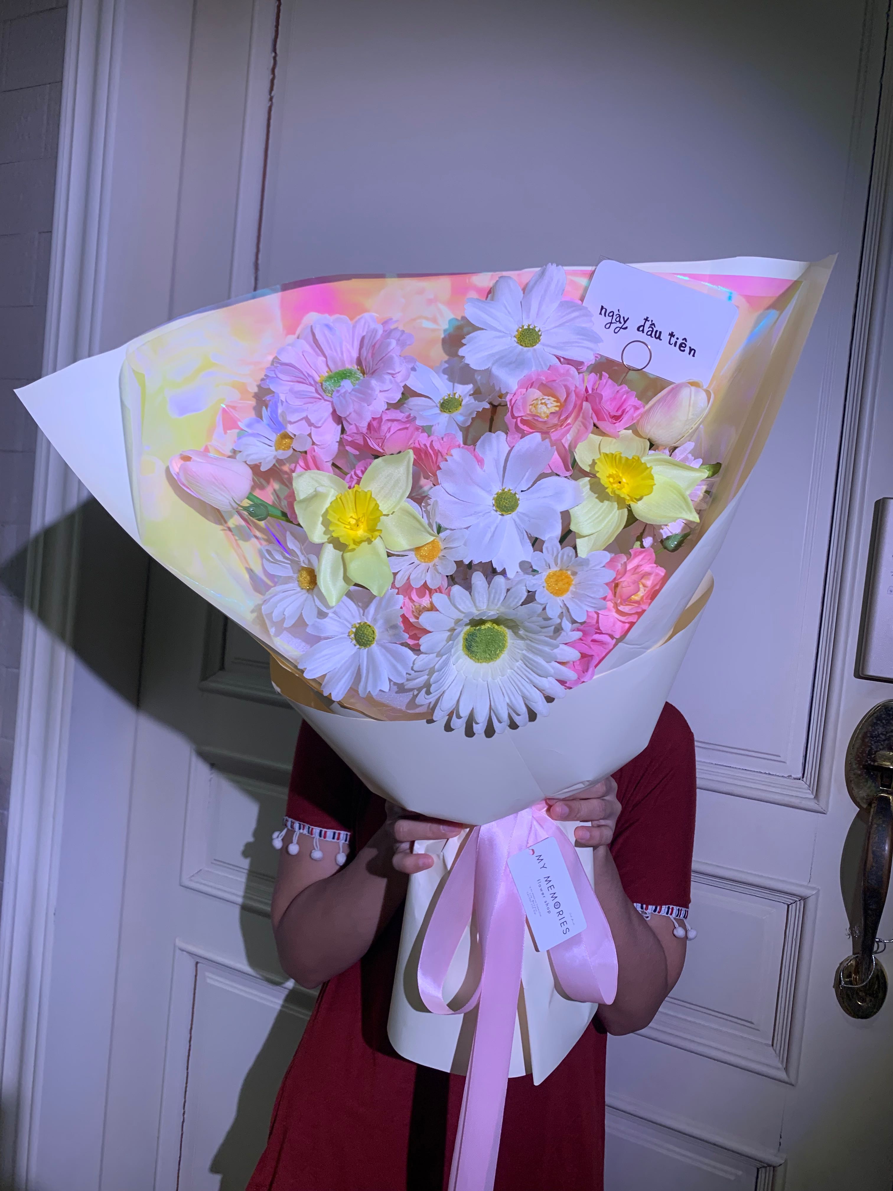 ช่อดอกไม้ประดิษฐ์โทนน่ารัก