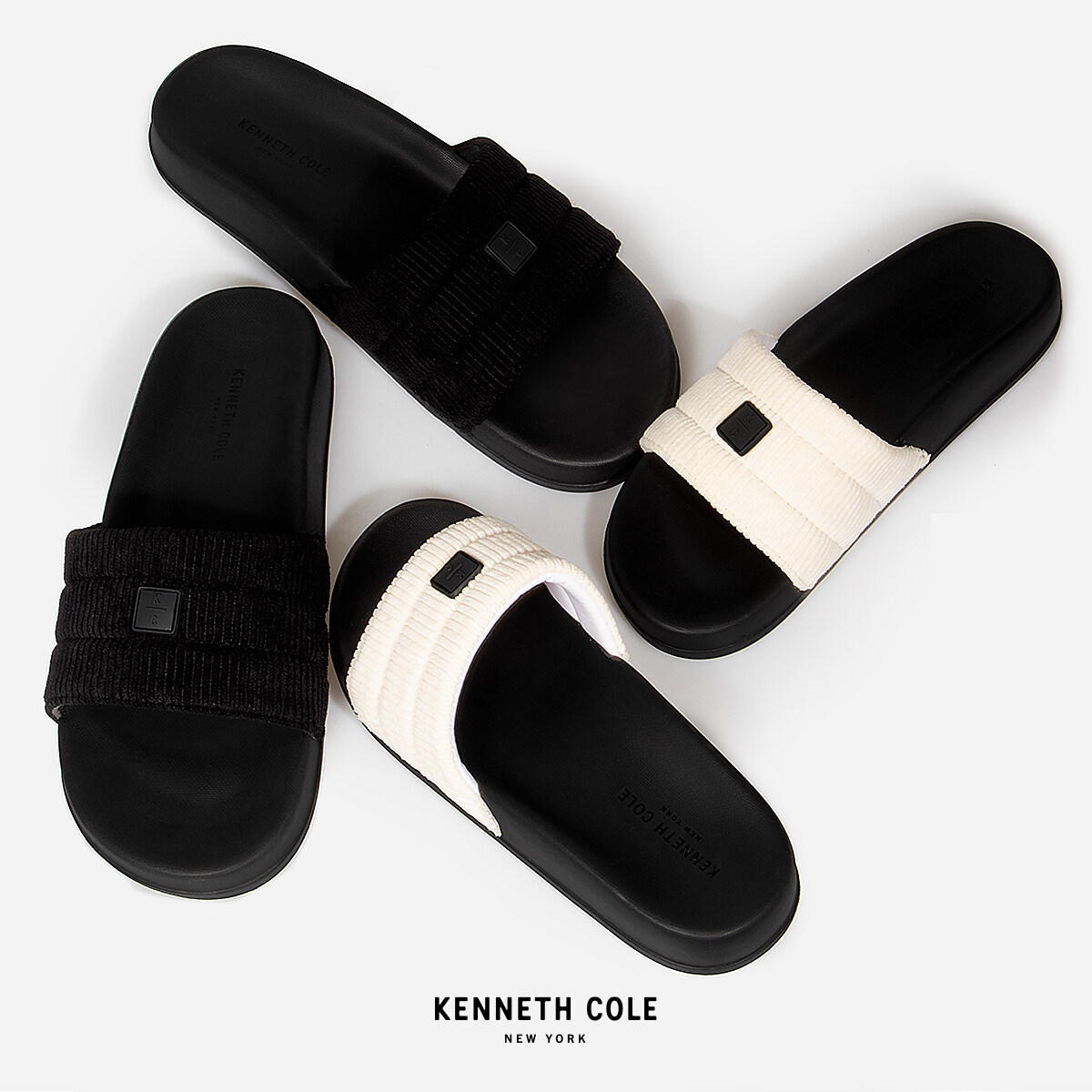 KENNETH COLE รองเท้าแตะผู้ชาย รุ่น ADAM BLACK/ WHITE สีดำ/ ขาว ( SAN - RS91053SY )