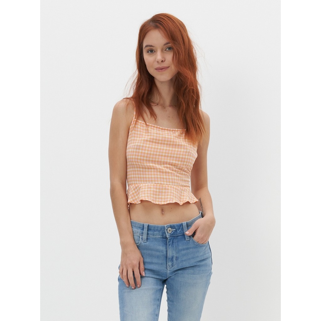 American Eagle เสื้อสายเดี่ยวผู้หญิง 5132 CROP APRON CAMI YD สี ORANGE - 035-5132-800