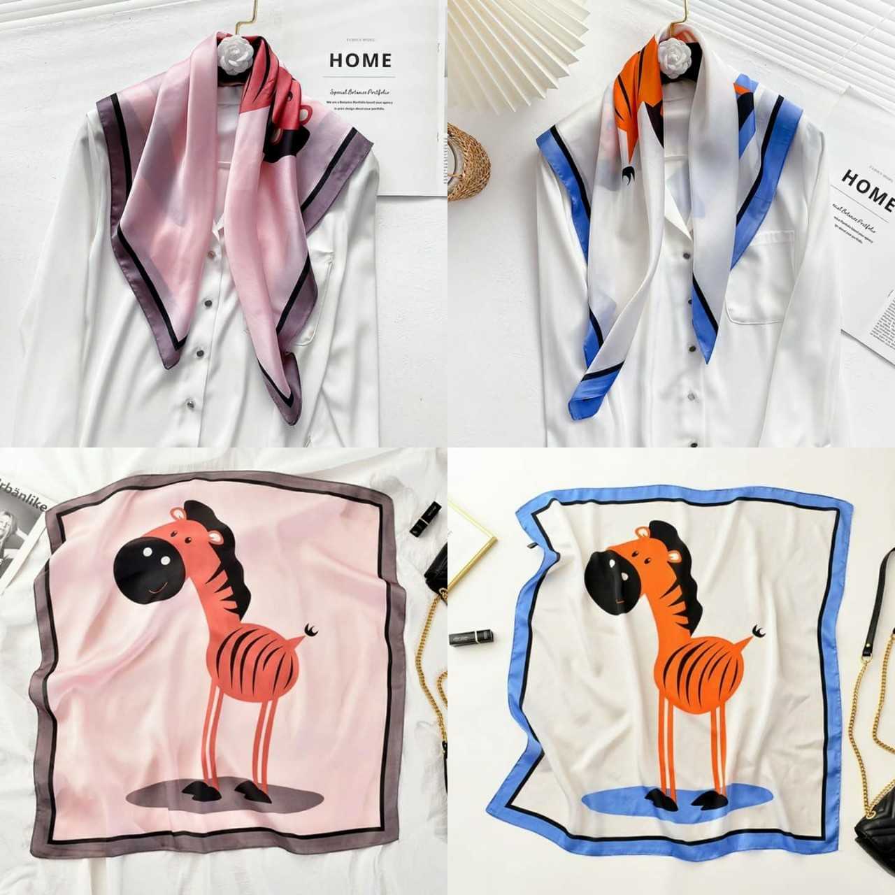 KOKLO.CO ผ้าพันคอ ผ้าคลุมไหล่ Little Giraffe 70x70 KOSFSK020