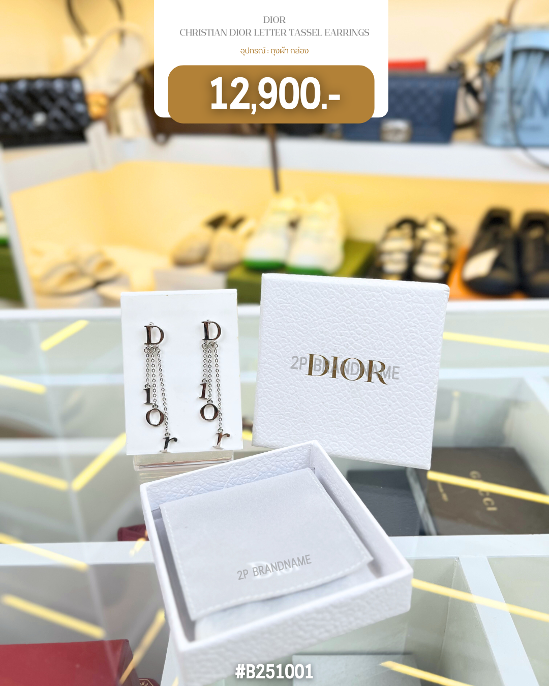 DIOR CHRISTIAN DIOR LETTER TASSEL EARRINGS (B251001)