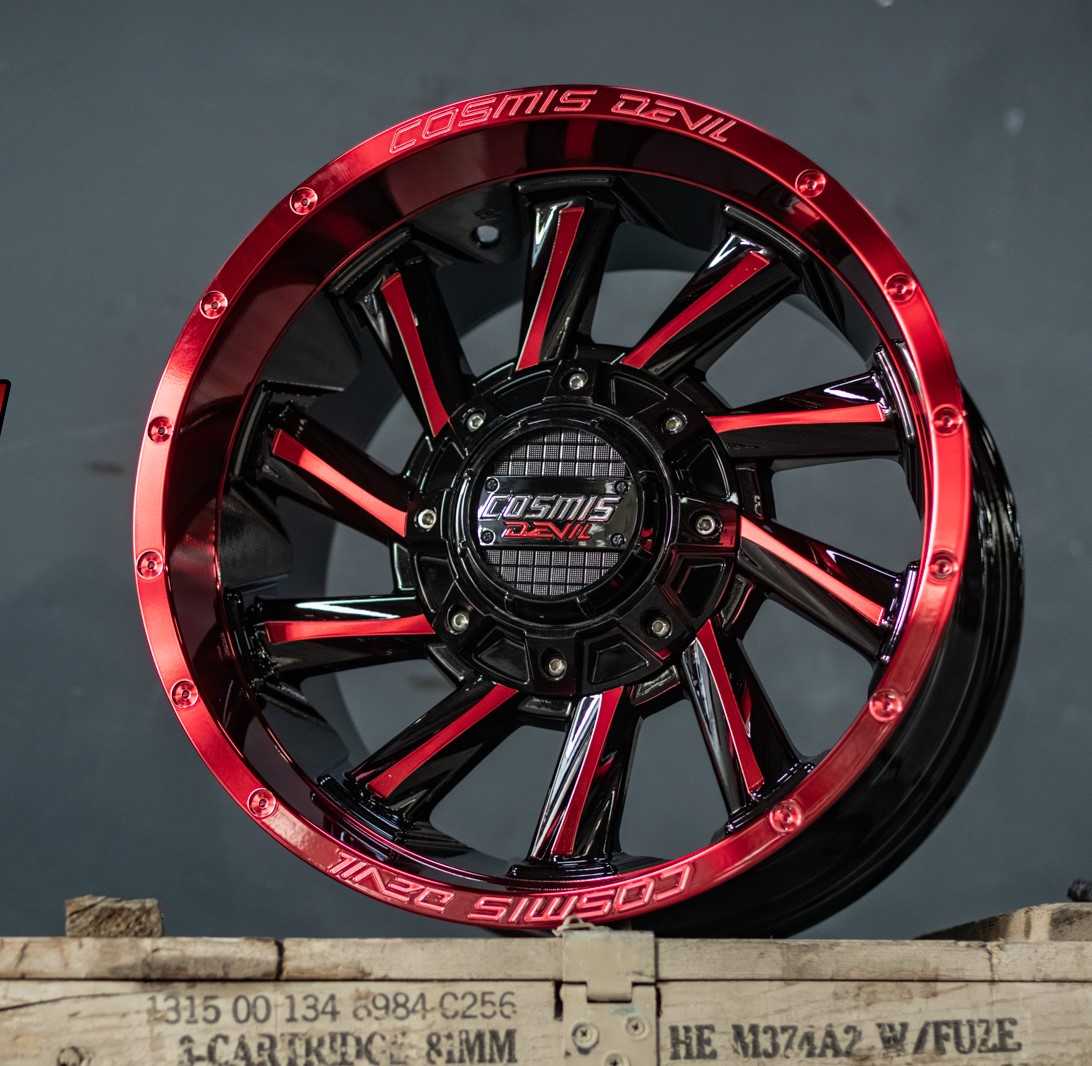 แม็กซ์ TWIN 16X9.5 6X139.7 ET0 CB.106.1 BLACK-LP(MIRROR RED)-(MIRROORED)FACK(Custom)