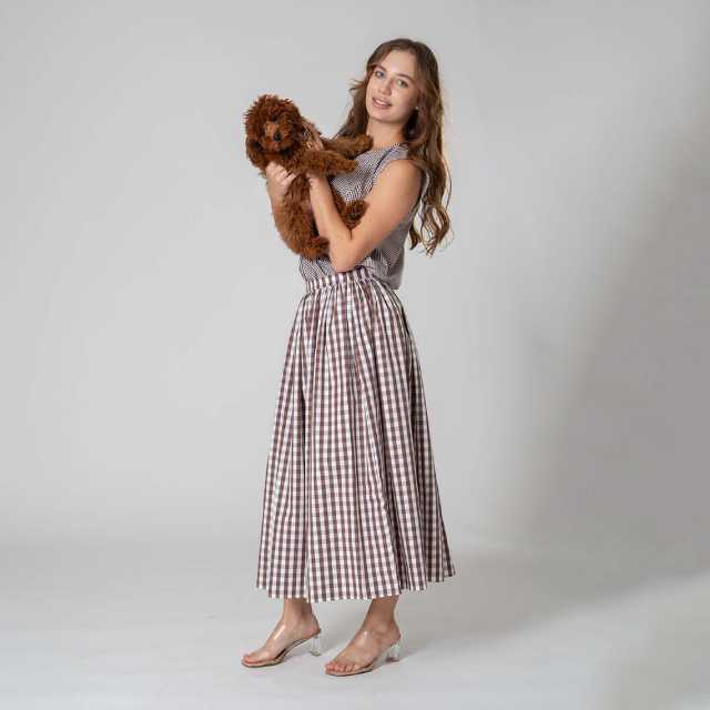 Rebecca Skirt (White & Brown, Size SM)