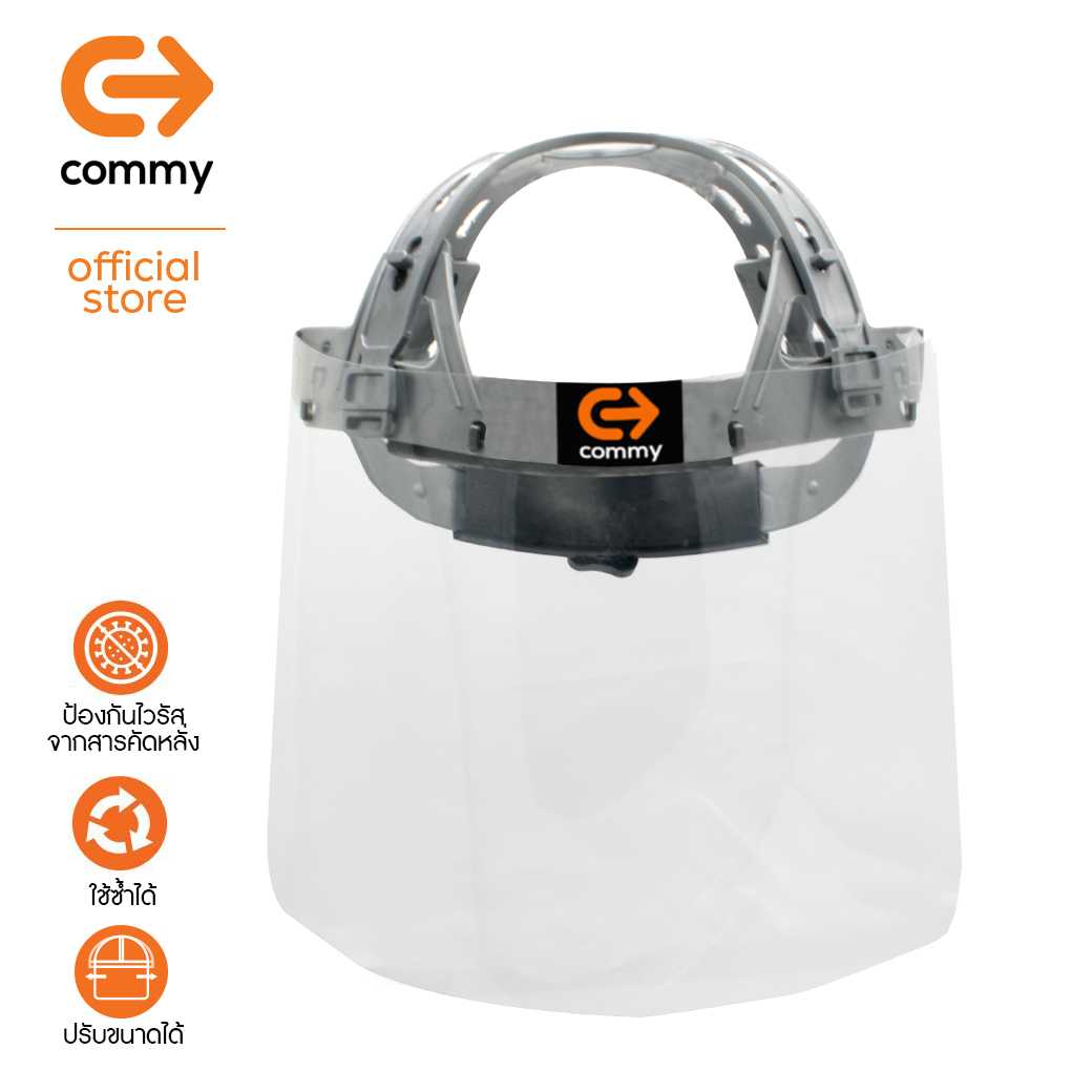 COMMY Face shield หน้ากากป้องกันละอองน้ำลาย #หน้ากากพลาสติกใส