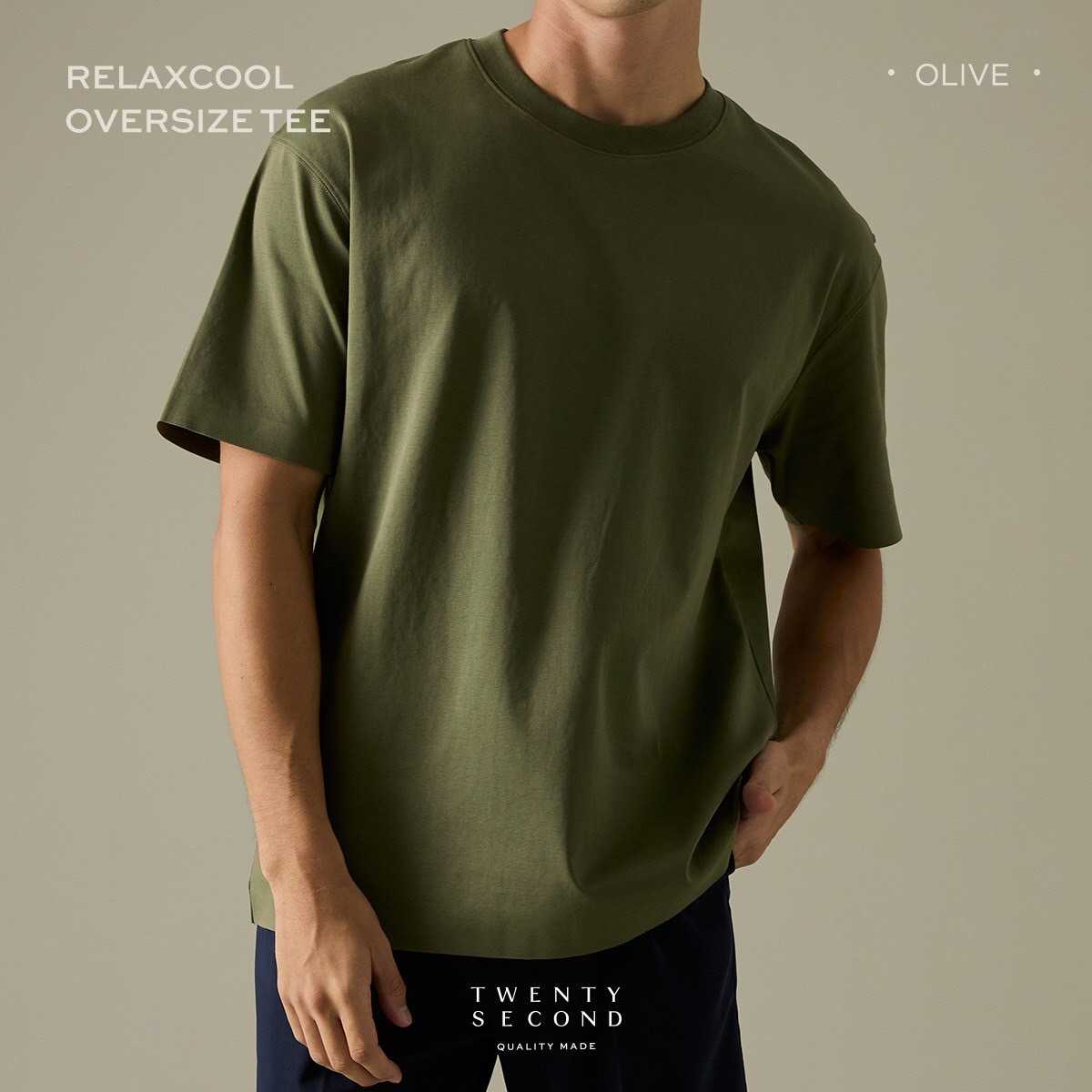 RELAXCOOL OVERSIZE TEE - OLIVE