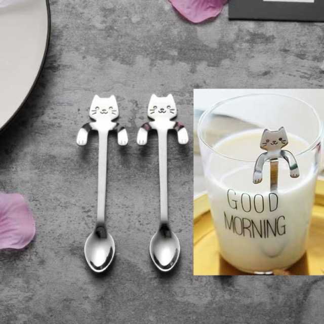พร้อมส่ง💓 ช้อนแมว ช้อนกาแฟ แสตนเลสแท้ 304 เอาเกี่ยวแก้วได้นะ
