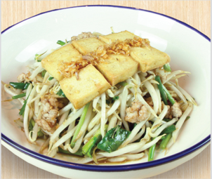 ผัดถั่วงอกเต้าหู้หมูสับ