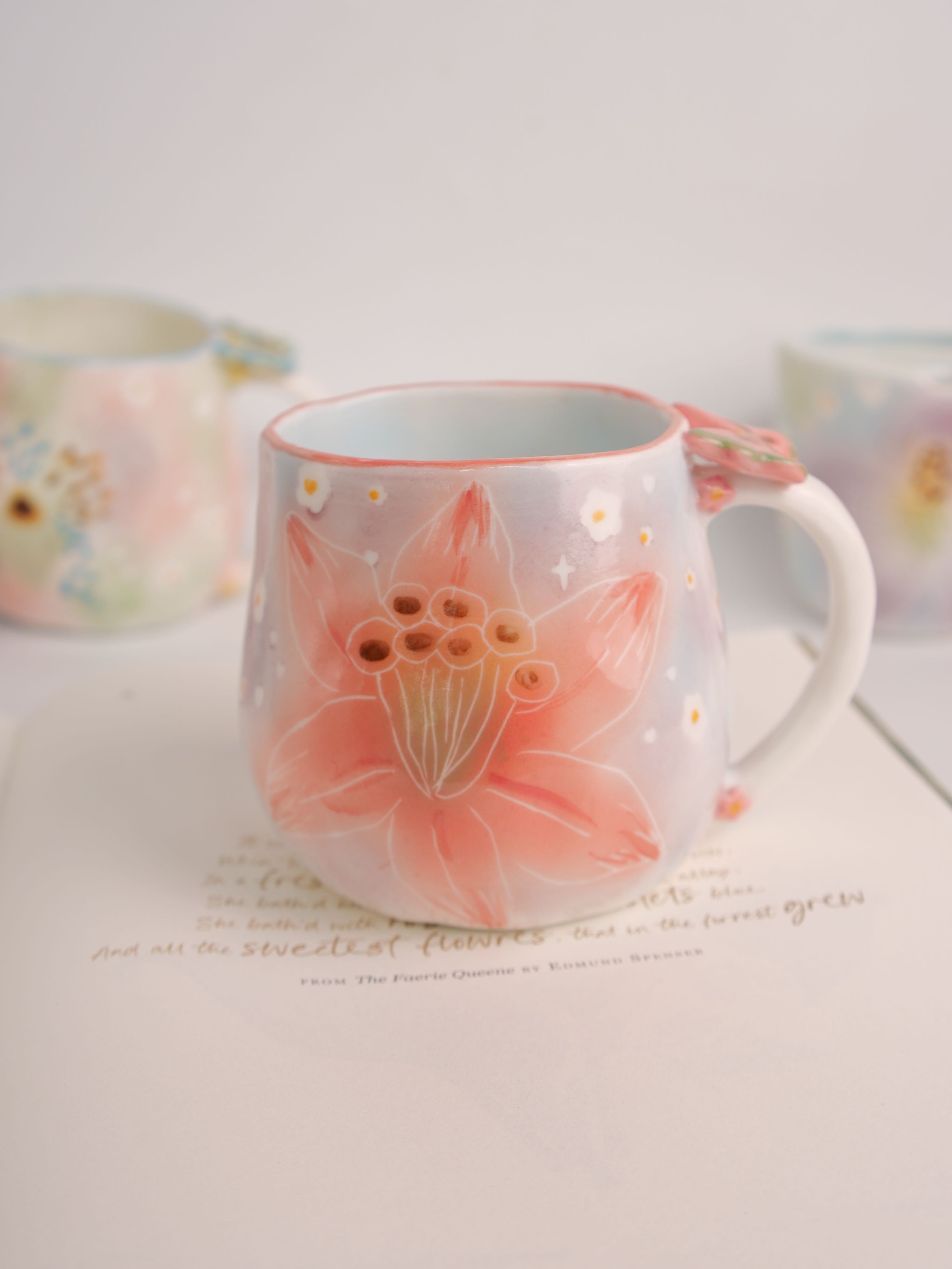 pink lily mug