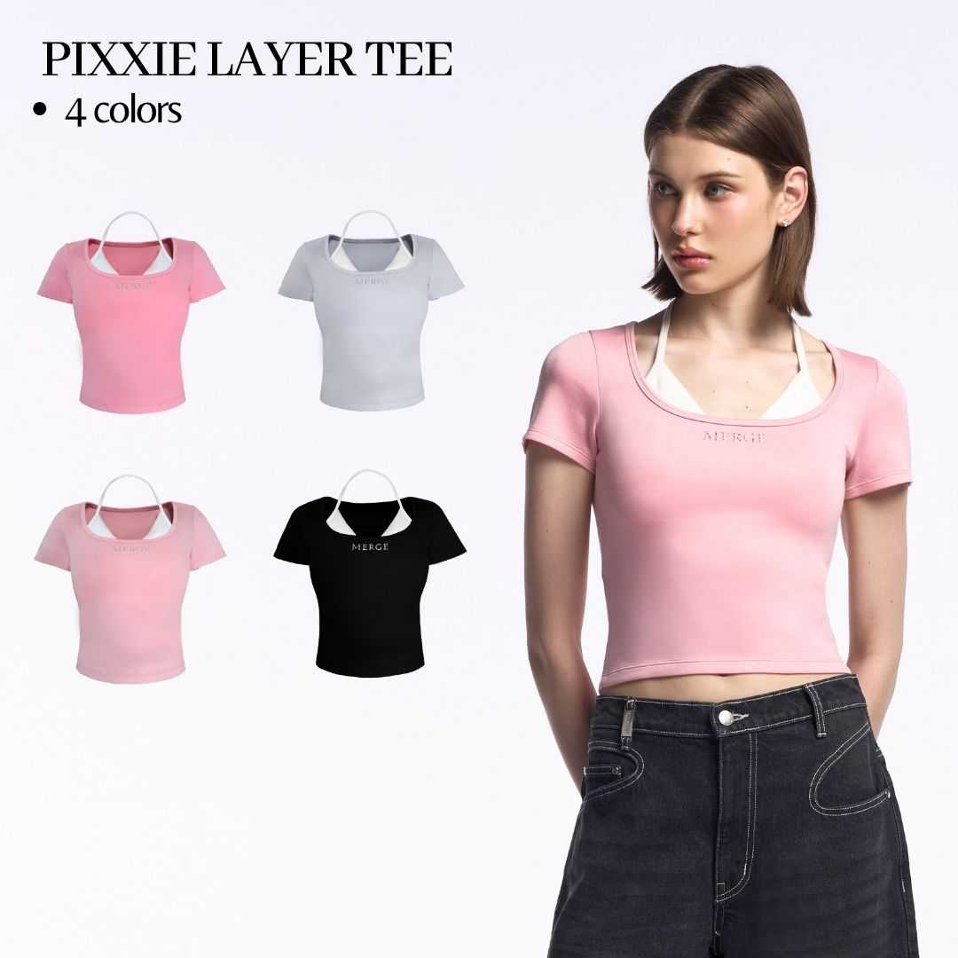 Merge Official - Pixxie Layer Tee (Crystal Pink / Pink Blush / Glossy พร้อมส่ง)