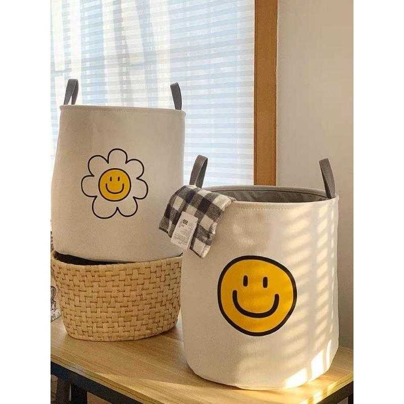 🎀 พร้อมส่ง 🎀 ตะกร้าผ้ายิ้มแย้ม & ดอกไม้ 😊🌼