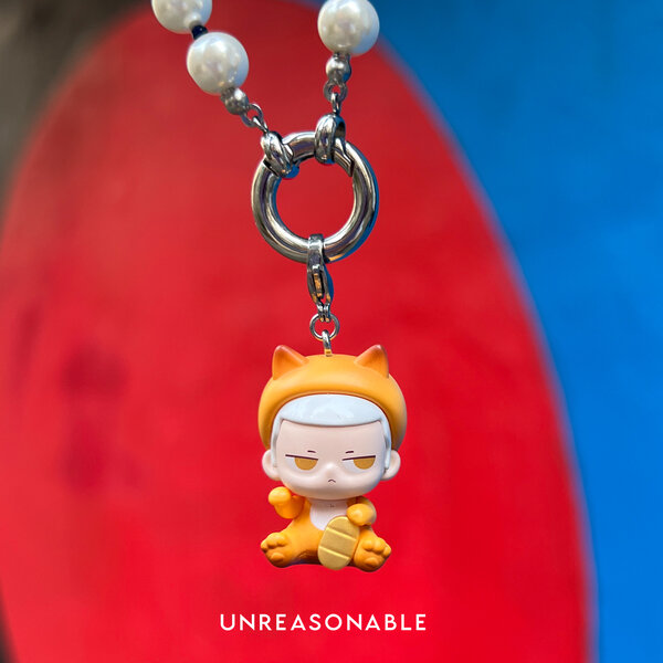 สร้อยคอมุกแก้วสลับหินสีเหลืองอ่อน 8 mm. KUBO POP BEAN Popmart UA1006-13 Unreasonable Accessories