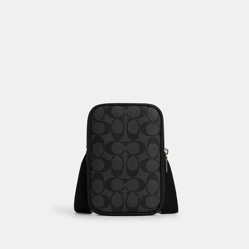 Coach CO912 Aden Crossbody In Signature Canvas (QBMI5) กระเป๋าสะพายข้างผู้ชาย สี Qb/Charcoal/Black