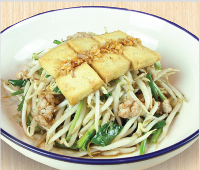 ผัดถั่วงอกเต้าหู้หมูสับ