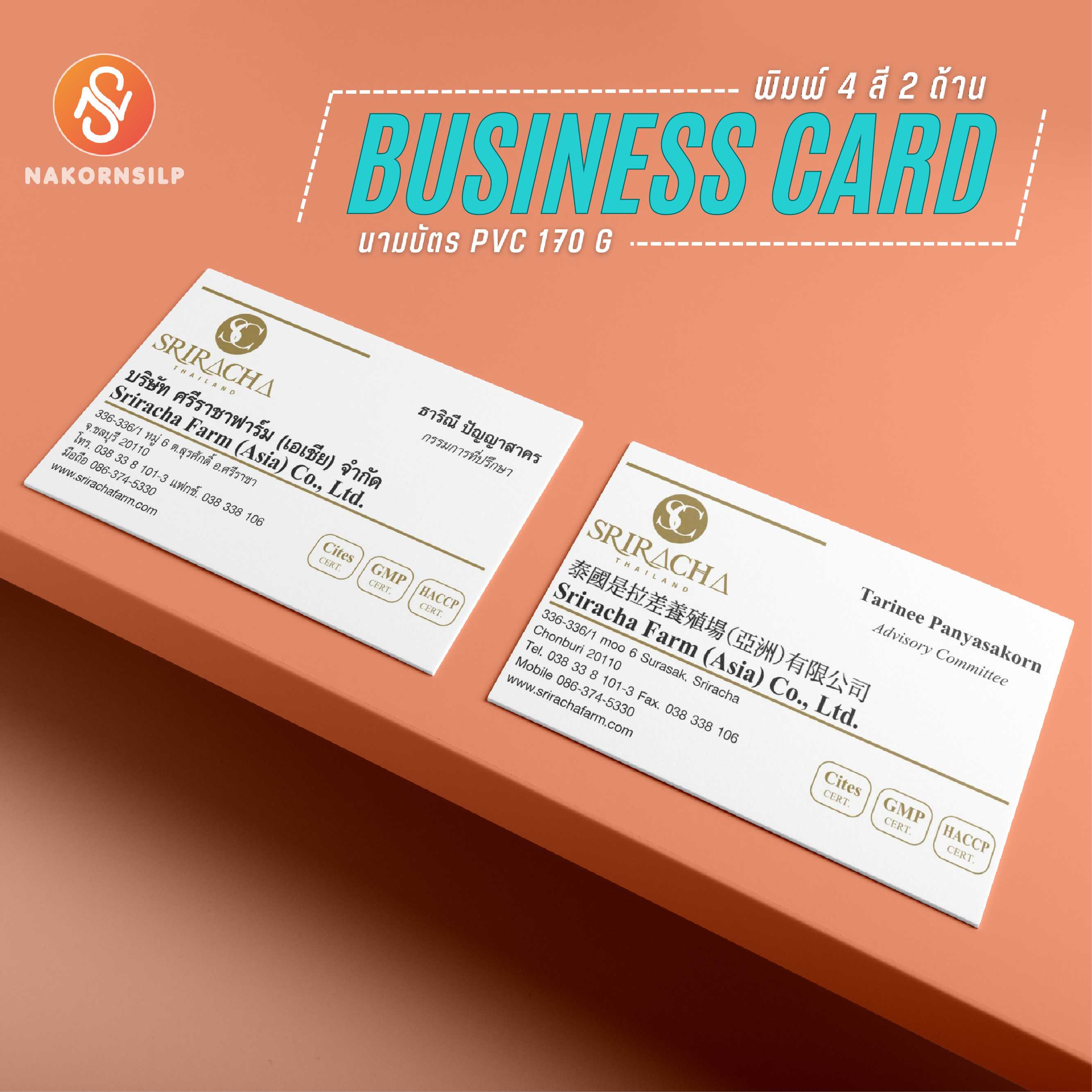 นามบัตร PVC พิมพ์ 4 สี 2 ด้าน
