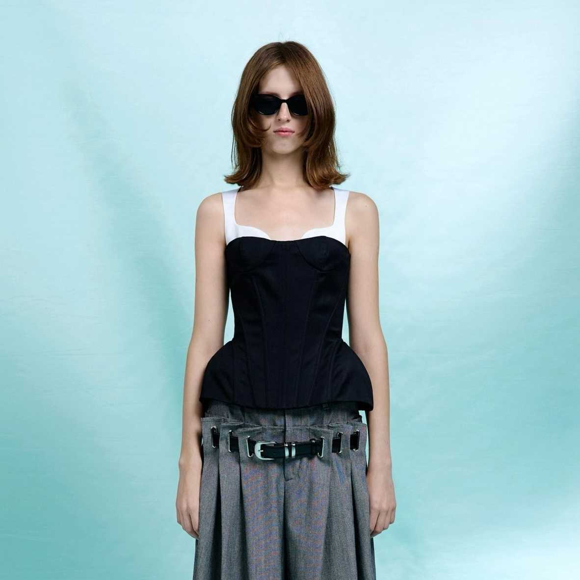 LEJE MUSHROOM Silk Bustier - Black